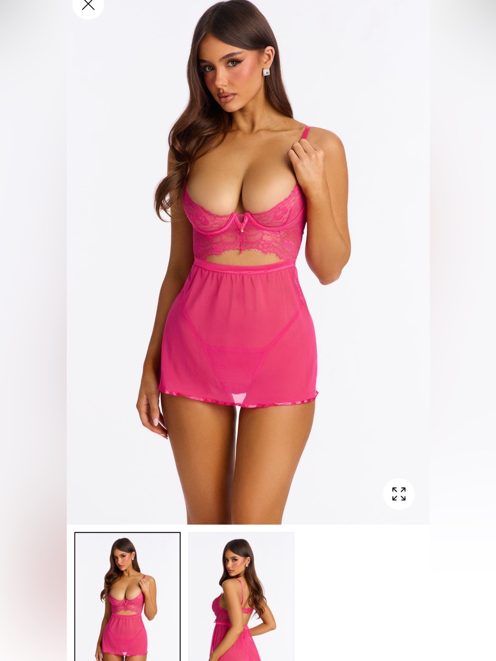 2/75$🔥Hot Pink Lace Babydoll Chemise